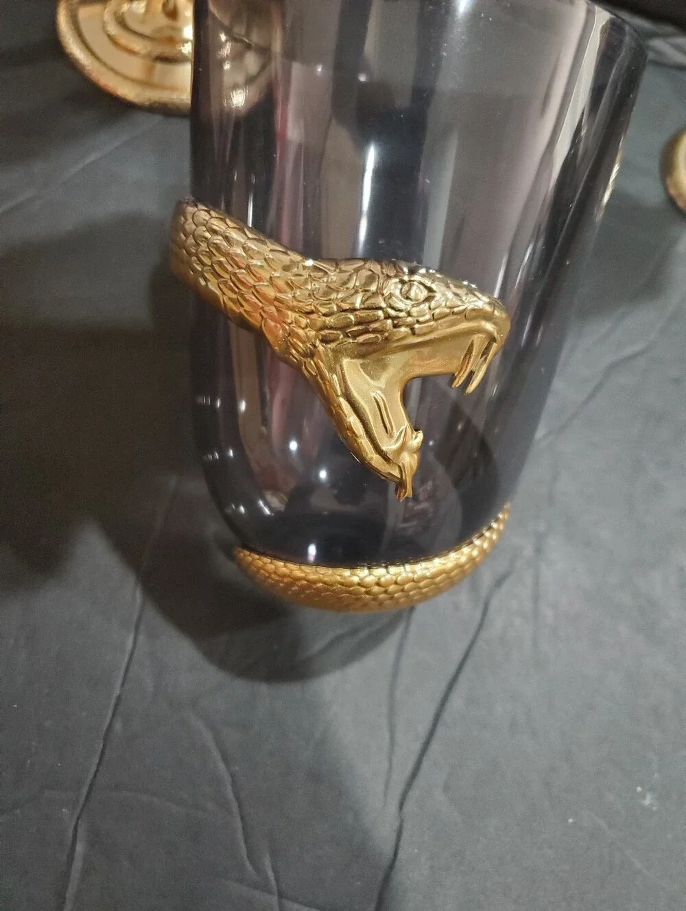 3piece gold painted coiled snake serpent acrylic cups drink set brand new